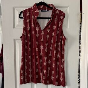 Katherine Way Maroon Arrow Print Sleeveless Top